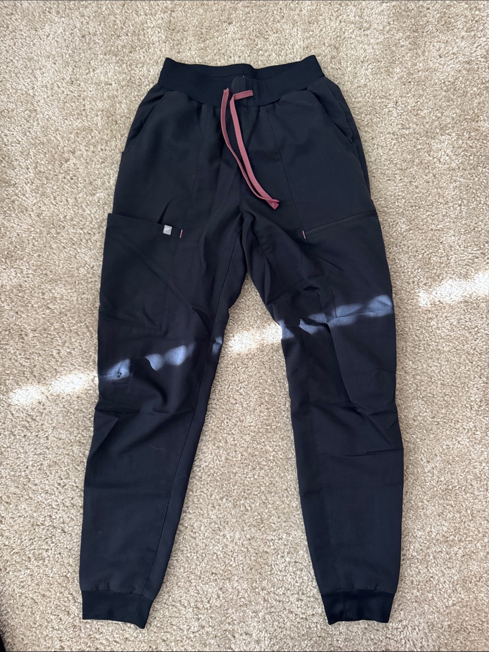 Fabletics Black Joggers with Pink Drawcord